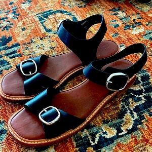 Everlane Twin Buckle Sandal Black Ankle Strap Size 9